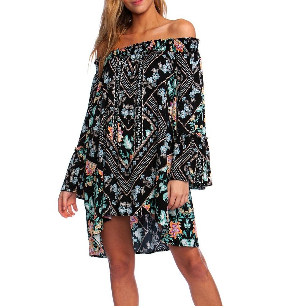 NWT Nanette Lepore Diamond Vines Off The-Shoulder Tunic Cover Up Medium M
